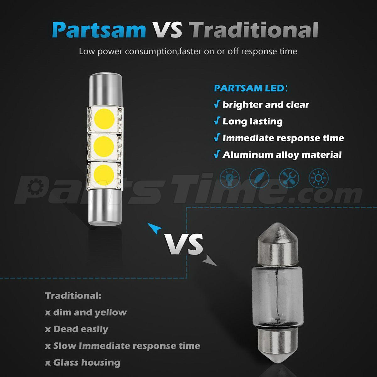 4x New Xenon White 3 SMD 6641 Fuse LED Visor Vanity Mirror Lights 12V Car Bulbs eBay