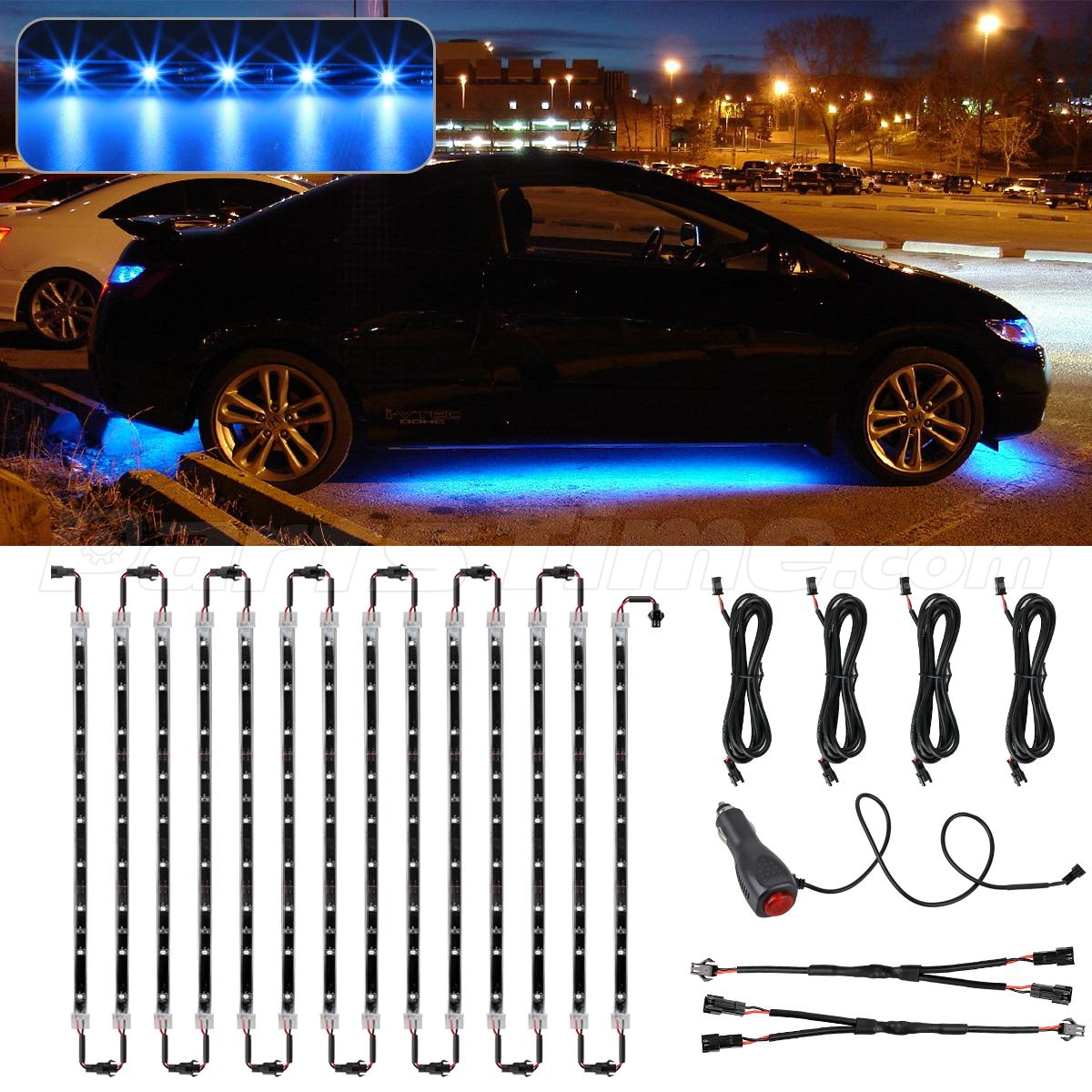 14pcs Blue LED Under Car Glow Underbody Undercar Shine Lights Bar Strip Kit