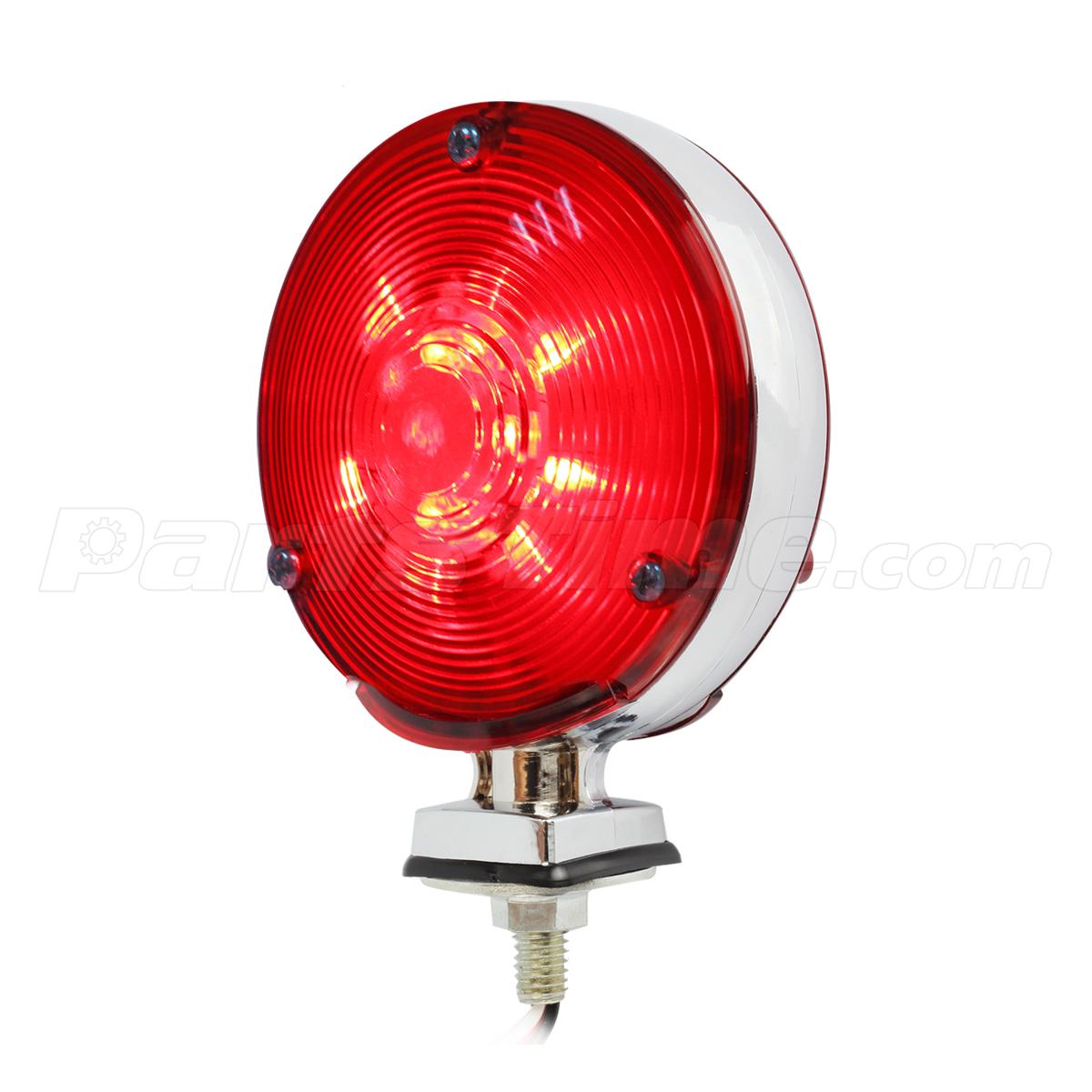 4"Round Double Faced LED Pedestal Light Stop Tail Turn Signal Light Red