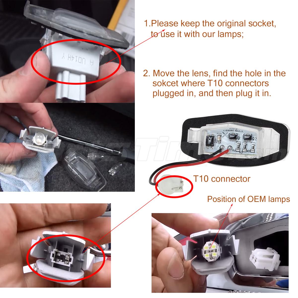 Pair White LED License Plate Lights Direct Fit For Acura TL TSX RDX