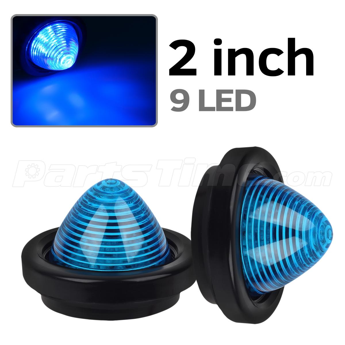 2x 2" Round Beehive Rubber Grommet Led Marker Light Blue Fender Guards