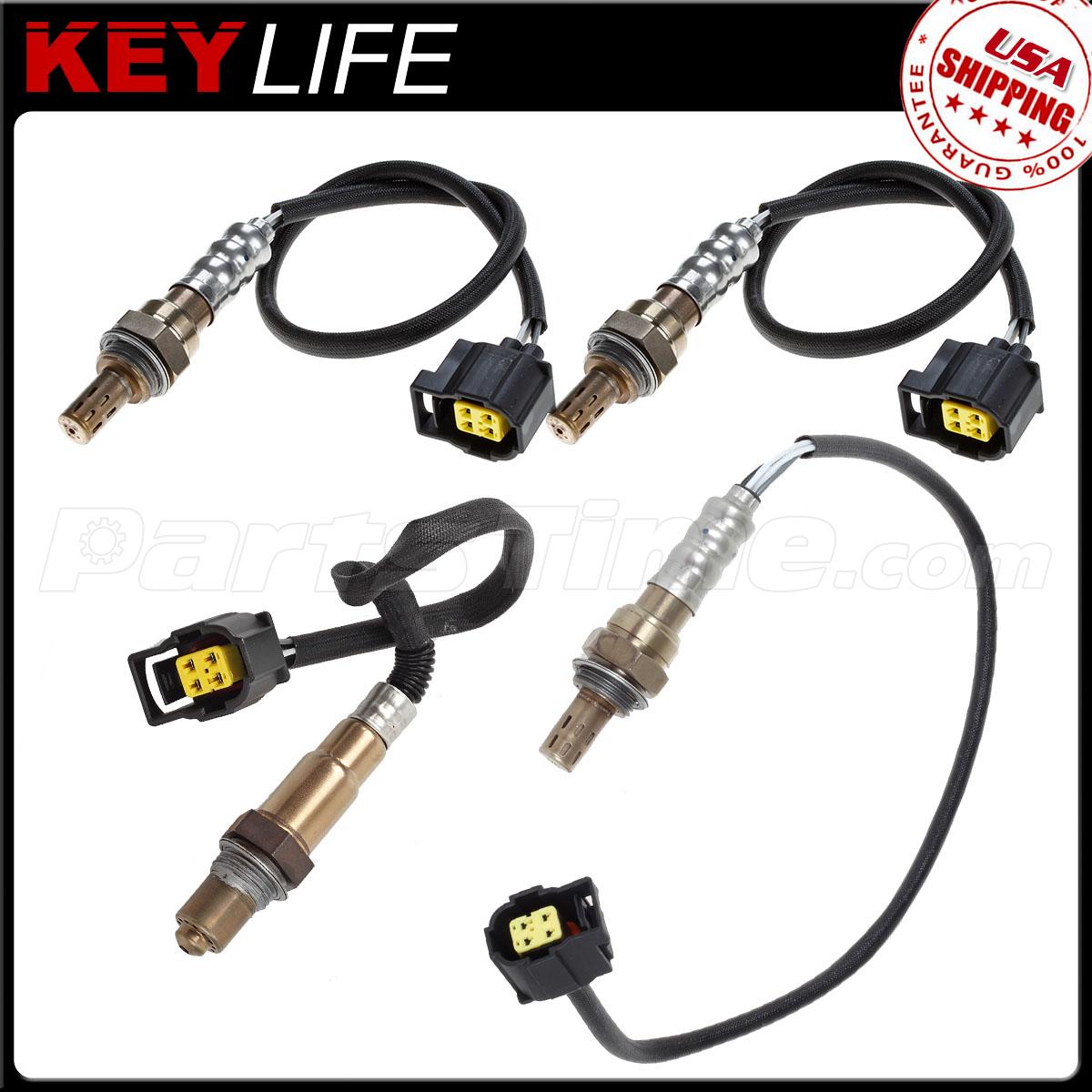 4pcs Oxygen O2 Sensor 1, 2 Up+Downstream For 08 09 Jeep Wrangler 3.8L